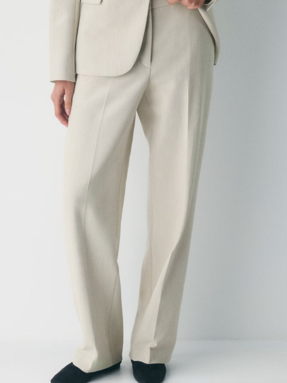 Aritzia Babaton Agency Wide-Leg Pants In Heather Matte Pearl - Size 0 - NWT